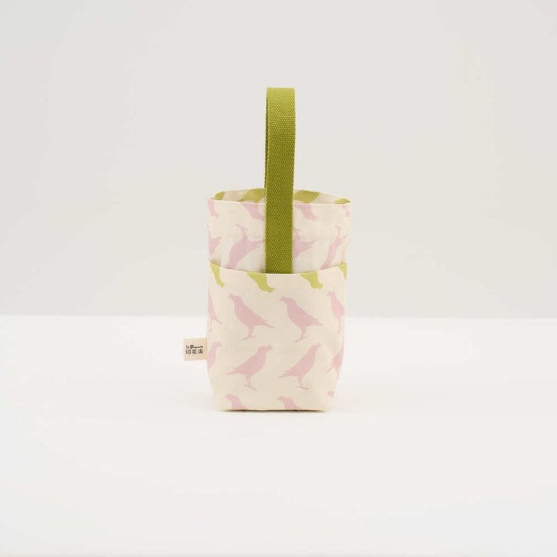 Riri small bag/Taiwan Myna No. 5/Spring cherry color/Birds singing window - Beverage Holders & Bags - Cotton & Hemp Pink