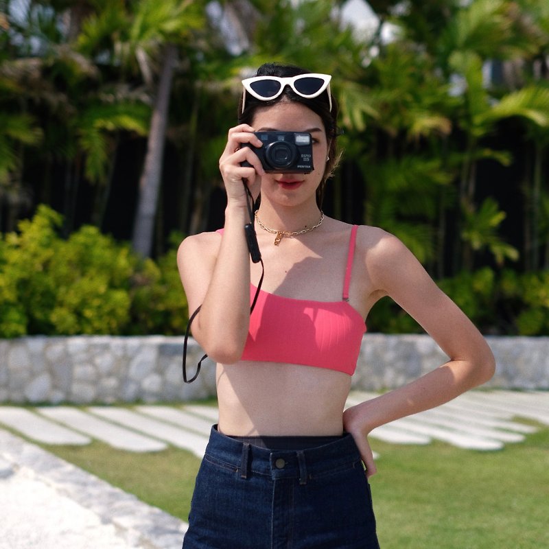 RAFTnCO. Colour-block Striped Two-piece Swimsuit - Pink/Navy - 泳衣/比基尼 - 其他材質 藍色