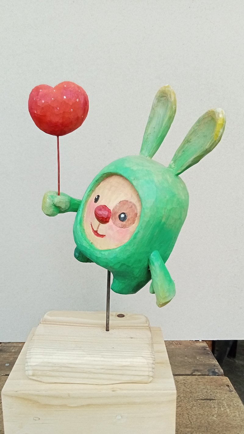Distraught Green Rabbit - 擺飾/家飾品 - 木頭 綠色