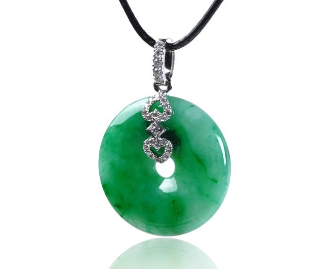 グリーン翡翠ピース バックル ネックレス 18Kゴールドダイヤモンド