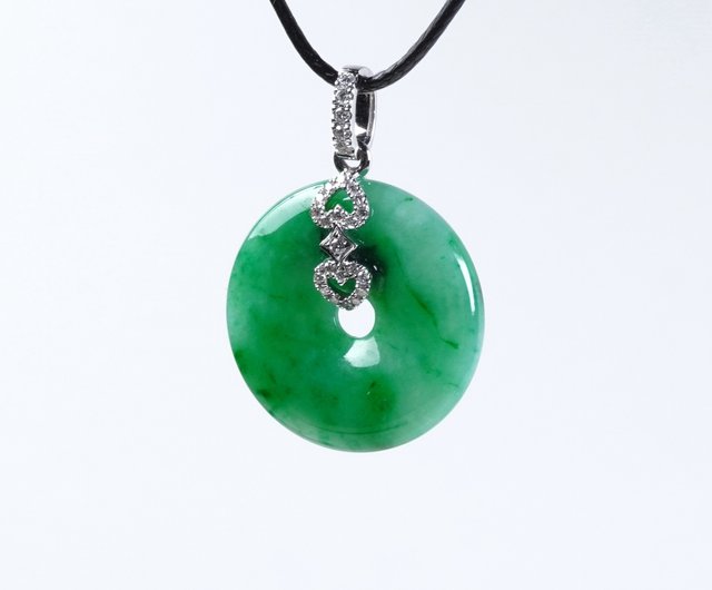 グリーン翡翠ピース バックル ネックレス 18Kゴールドダイヤモンド