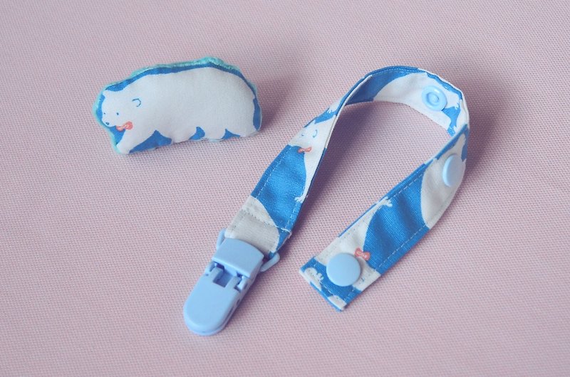 Polar Bear-Clip-on pacifier chain / toy belt - Bibs - Cotton & Hemp Blue