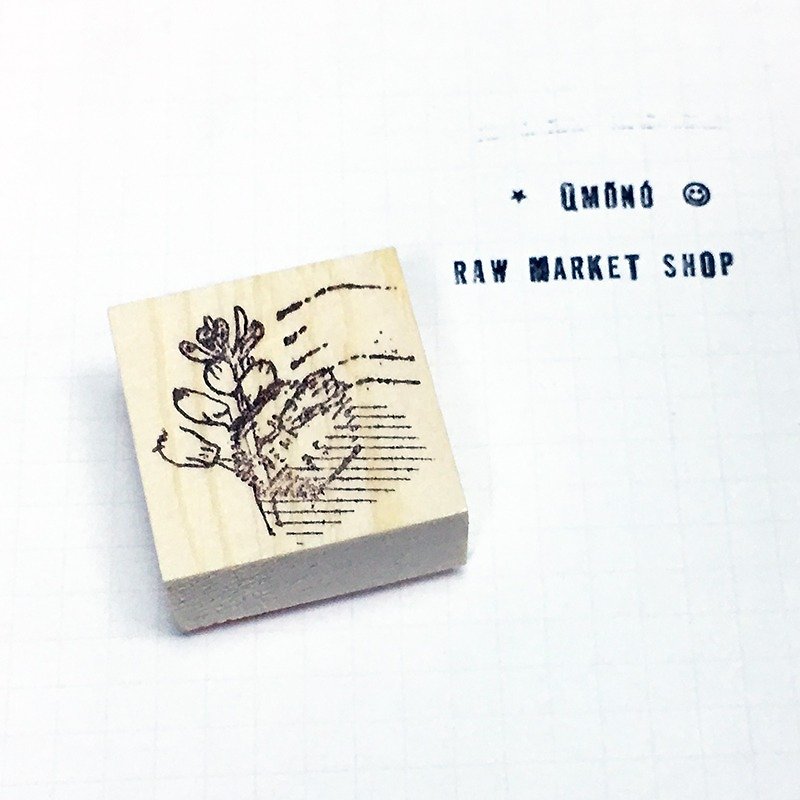 Raw Market Shop Wooden Stamp【Floral Series No.199】 - Stamps & Stamp Pads - Wood Khaki