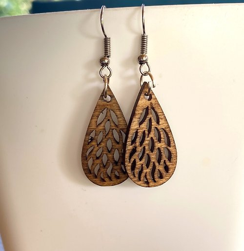 Ogildesign Natural Wooden Earrings, Wooden Earrings, size 3 cm