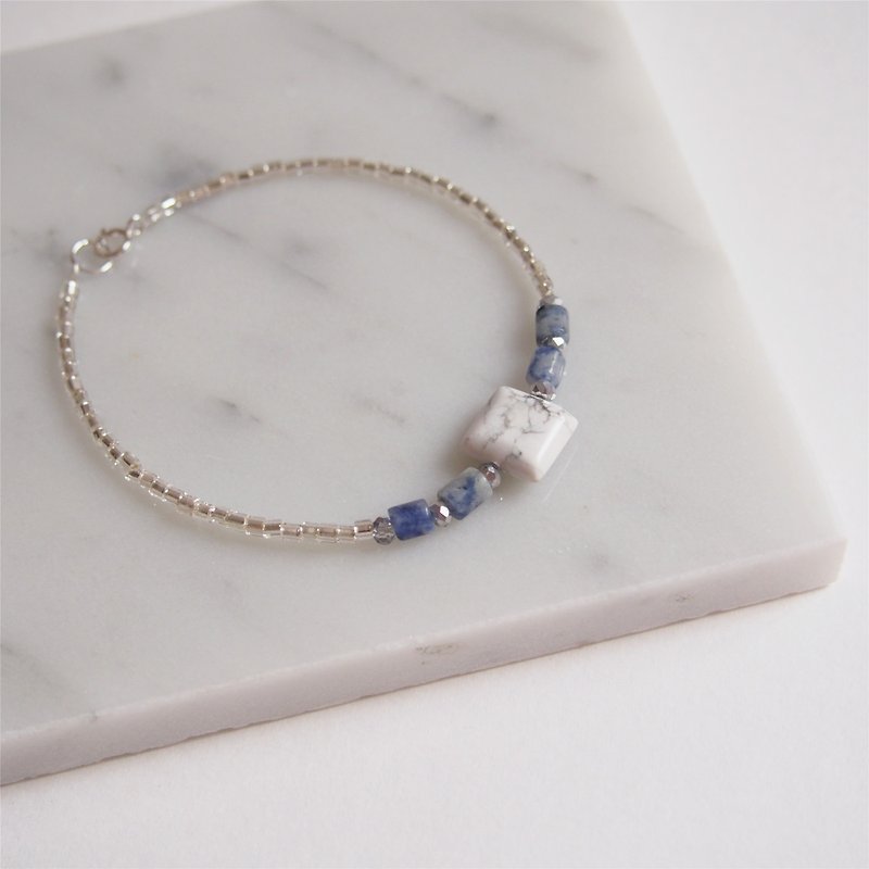 Temperament • Blue Stone • Square White Turquoise • Bracelet • Gift - Bracelets - Gemstone Blue