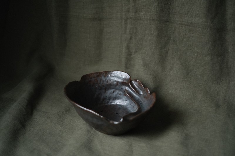 赤鳶・細稜・花盆・皿 - 盆栽/植栽 - 陶 黑色