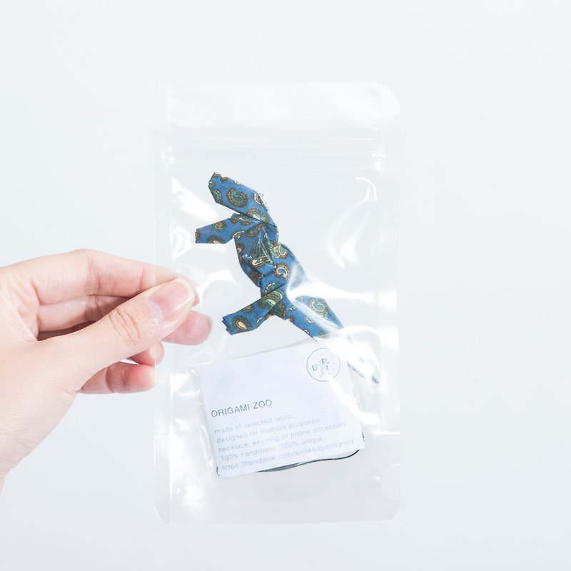 \Flower Tyrannosaurus / Origami Charm Set_Amoeba - Necklaces - Other Materials Blue