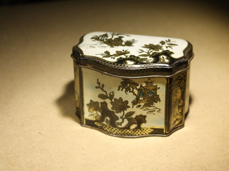 20世紀半ばにオランダから購入した古い作品は、西洋の模造中国の古典的なスタイルブリキ缶 - 収納用品 - 金属 ブラウン