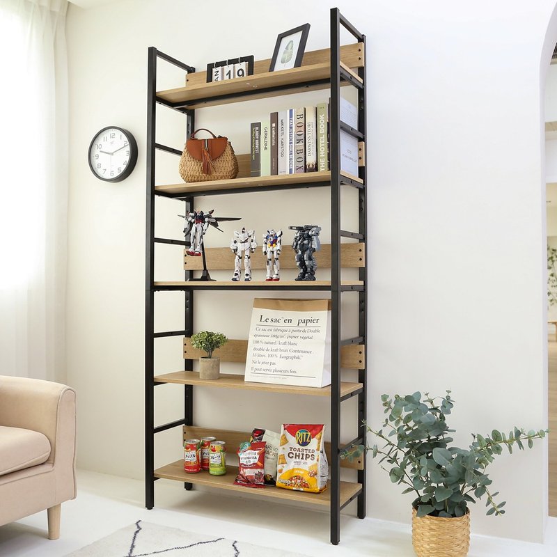 [Wei Man] 80 cm wide five-layer storage display stand - ชั้นวาง/ตะกร้า - วัสดุอื่นๆ สีนำ้ตาล