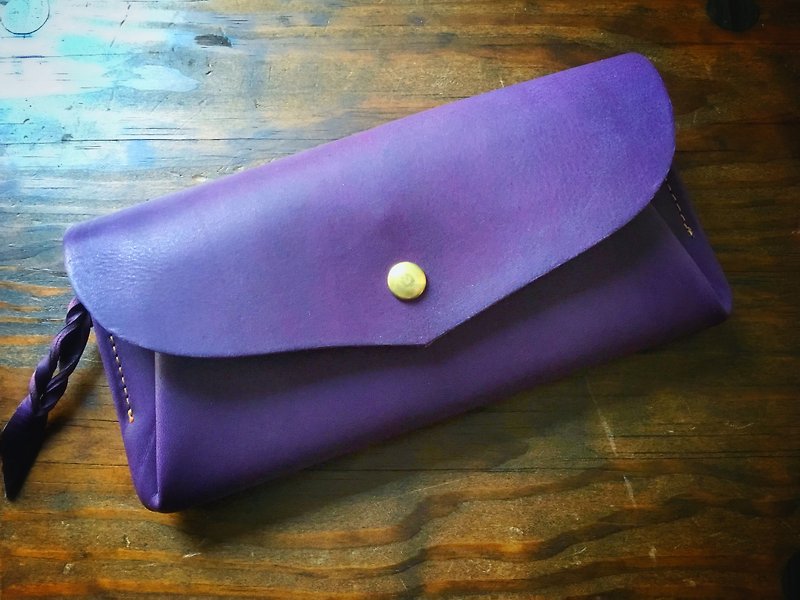 12 Italian leather cards long wallet series-envelope viola - Wallets - Genuine Leather Purple
