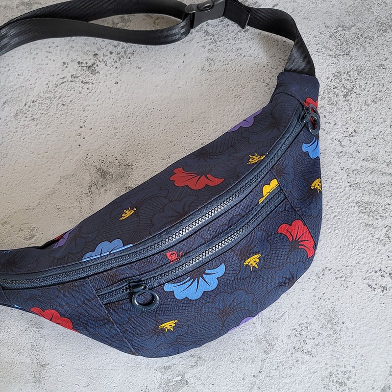 Water-repellent Moon Waist Bag Crossbody Bag Chest Bag Hiking and Walking Waist Bag-Langhuaduo - Messenger Bags & Sling Bags - Waterproof Material Blue