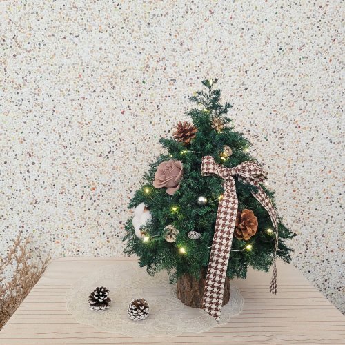 Cöttön dëër 棉花鹿手作空間坊 永生雪松聖誕樹擺飾。有燈。附禮盒。聖誕禮盒