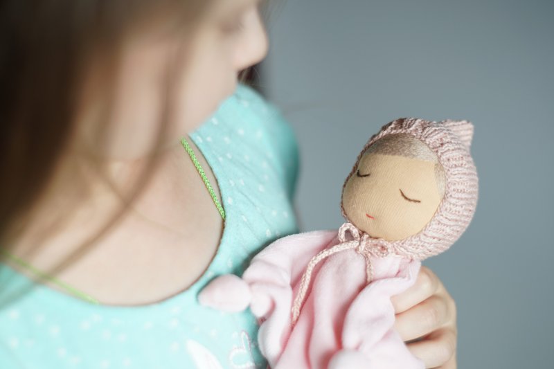 Waldorf doll First doll, Soft doll, Organic baby doll - ของเล่นเด็ก - ขนแกะ สีกากี