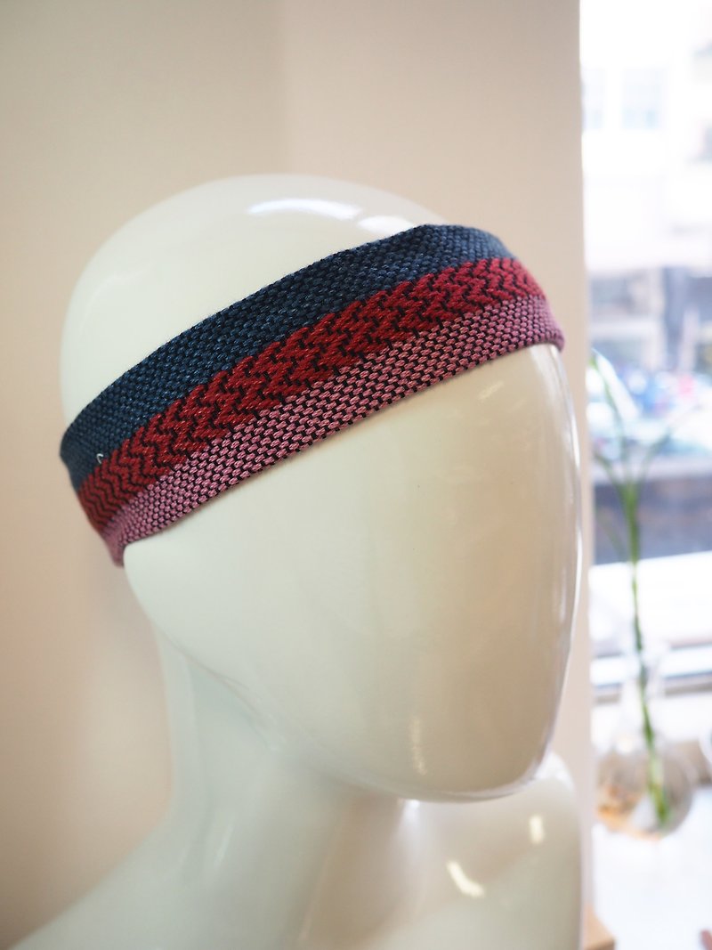 Woven and colored headband blue red pink - เครื่องประดับผม - ผ้าฝ้าย/ผ้าลินิน หลากหลายสี