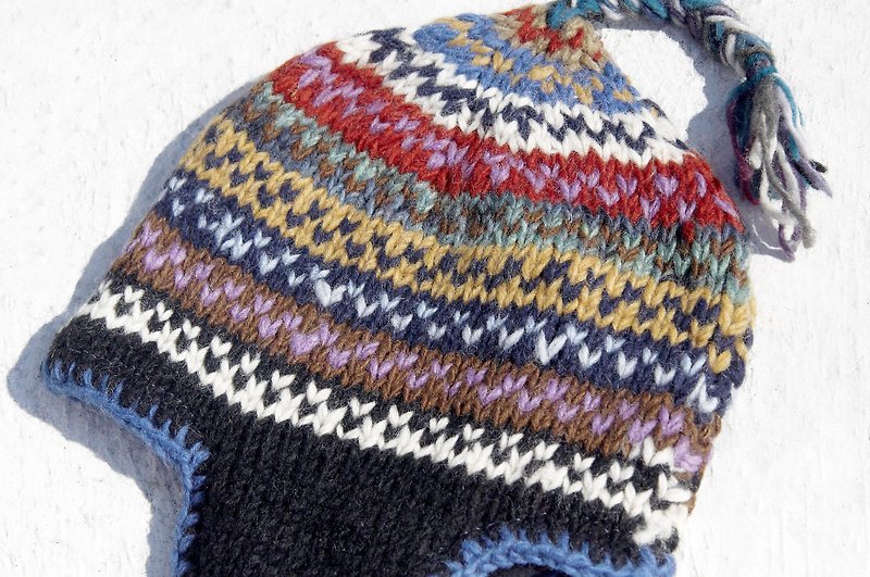 Christmas gifts limited edition gift a handmade knitted wool hat / handmade wool cap / knitted wool cap / flying cap / wool hat - South America Machu Picchu national totem - หมวก - ขนแกะ หลากหลายสี