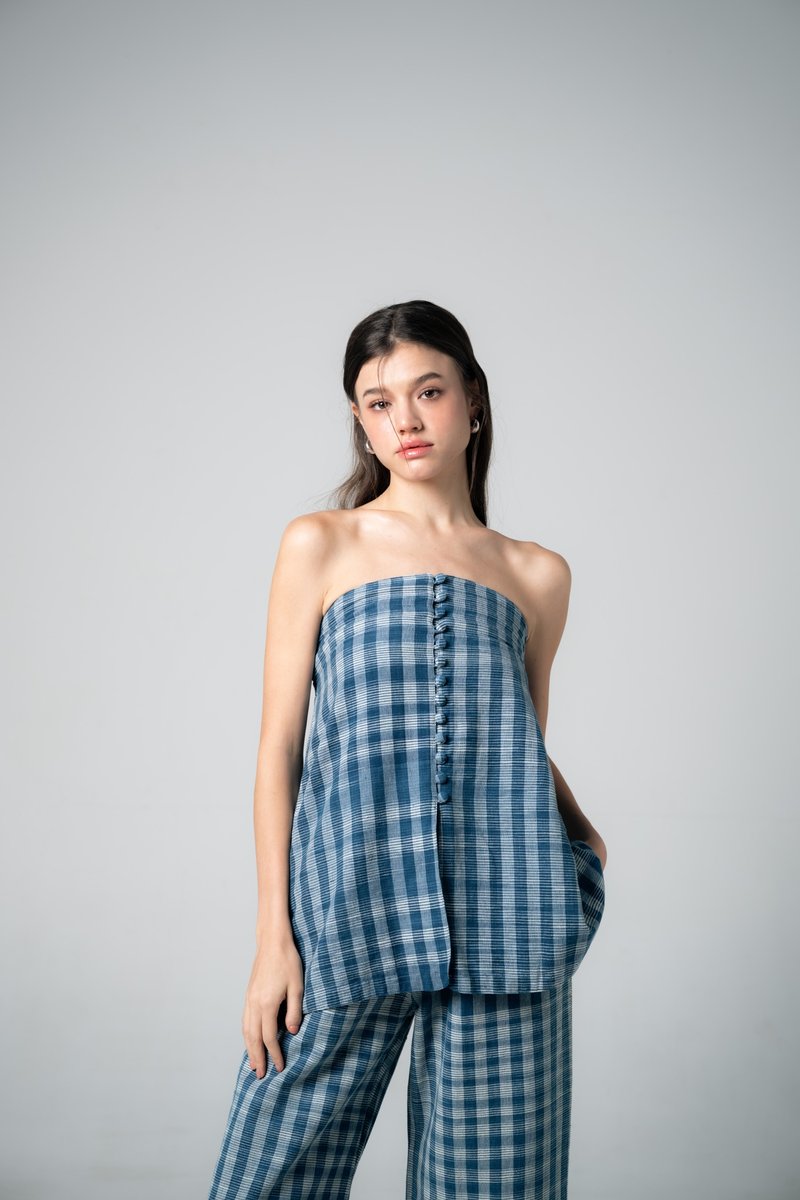 Palit Emily strapless top (Cobalt) - 女上衣/長袖上衣 - 棉．麻 