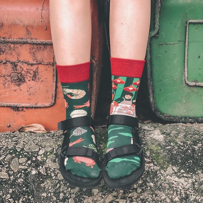 珍姐的海洋世界 - 港乜港襪 - 香港情懷不對稱襪 鴛鴦襪 - 襪子 - 棉．麻 綠色