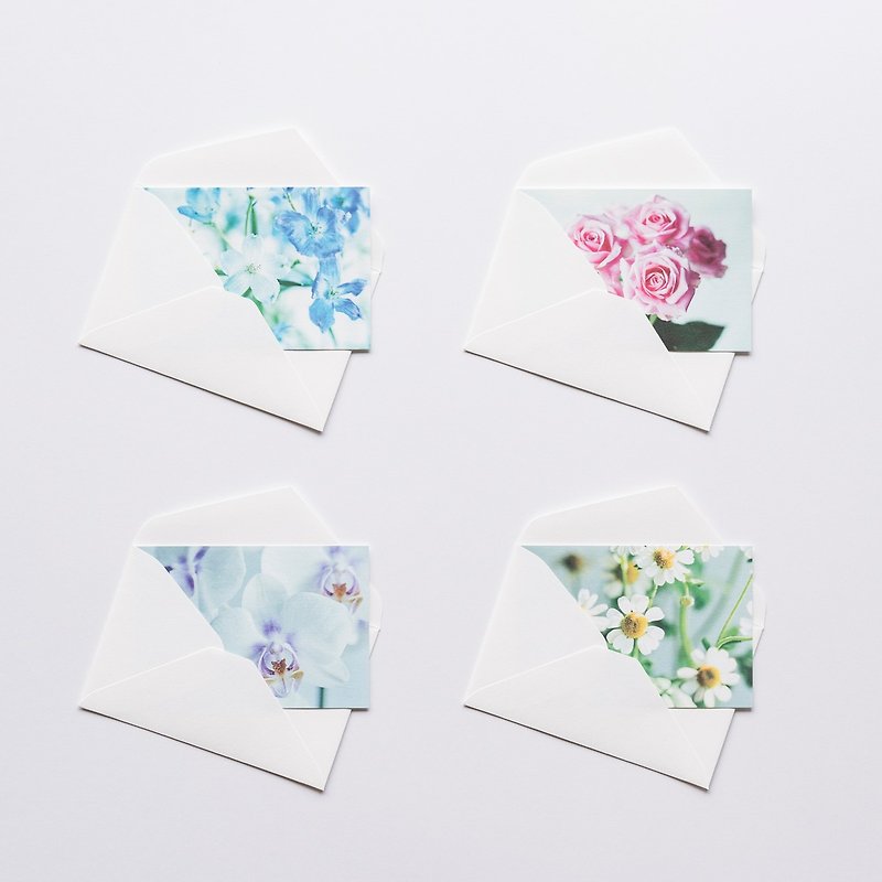 花のメッセージカード 4種20枚セット 手のひらサイズ 淡色 FTS-002A - 心意卡/卡片 - 紙 