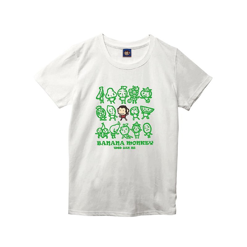 Fruit Girl Adult Print Short T - เสื้อยืดผู้หญิง - ผ้าฝ้าย/ผ้าลินิน ขาว
