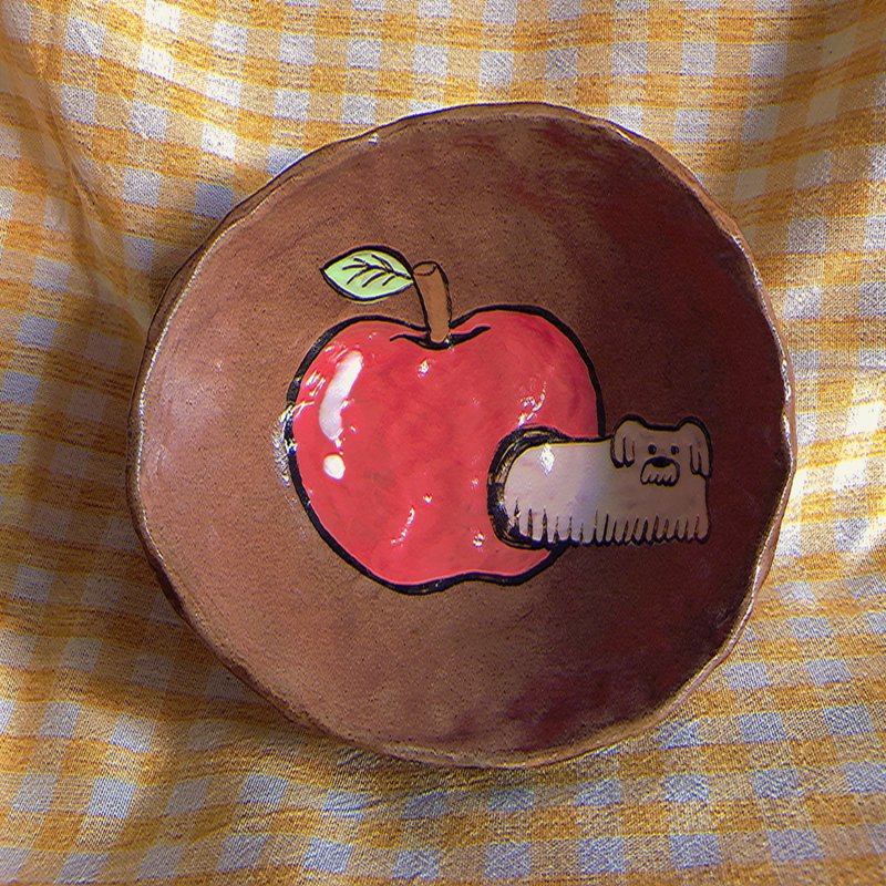 Apple Dog Bowl - Bowls - Pottery 