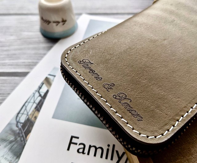 Leather Passport Sleeve - Aman Grey - Aman Essentials