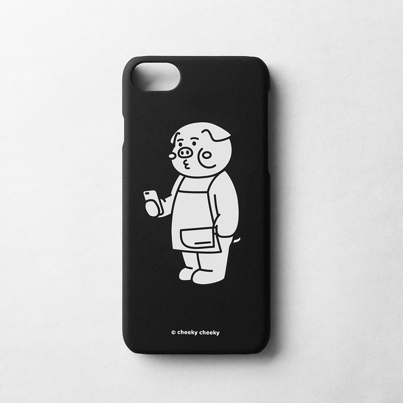 cheeky cheeky 厚面豬在看手機 手機殼  phone case - 手機殼/手機套 - 其他材質 黑色