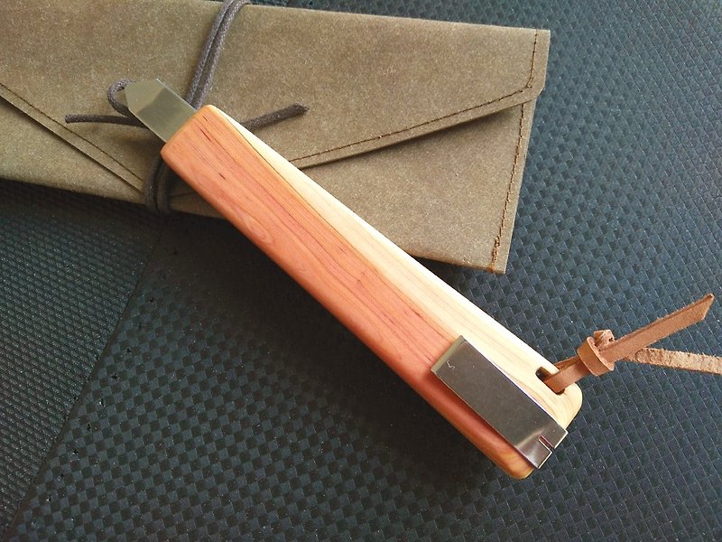 <Logo handle knife> Taiwan Longbai with special storage cover - Other - Wood Brown