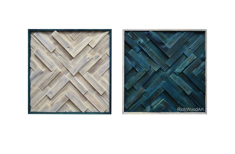 Sea salt - diptych wood wall art, set of wooden panels to the wall - Wall Décor - Wood Blue