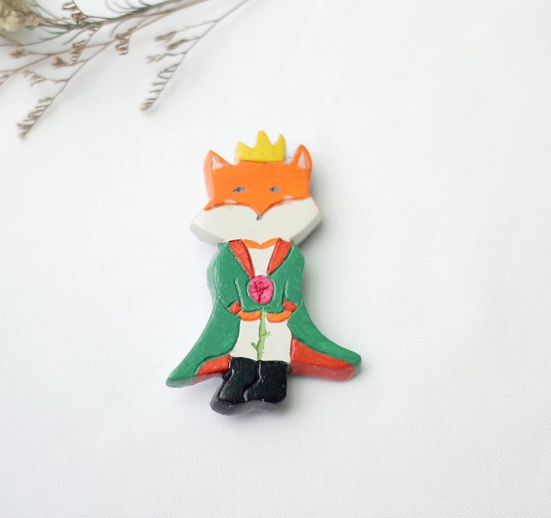 狐狸小王子 胸針 - 胸針 - 黏土 綠色