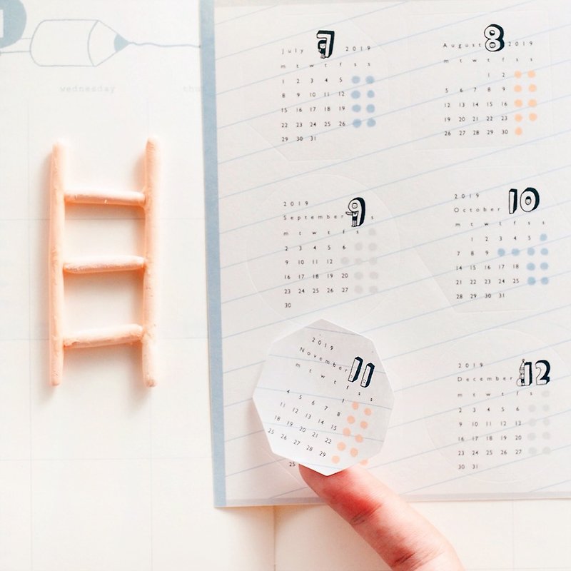 2019 Calendar Stickers - สติกเกอร์ - กระดาษ สีส้ม