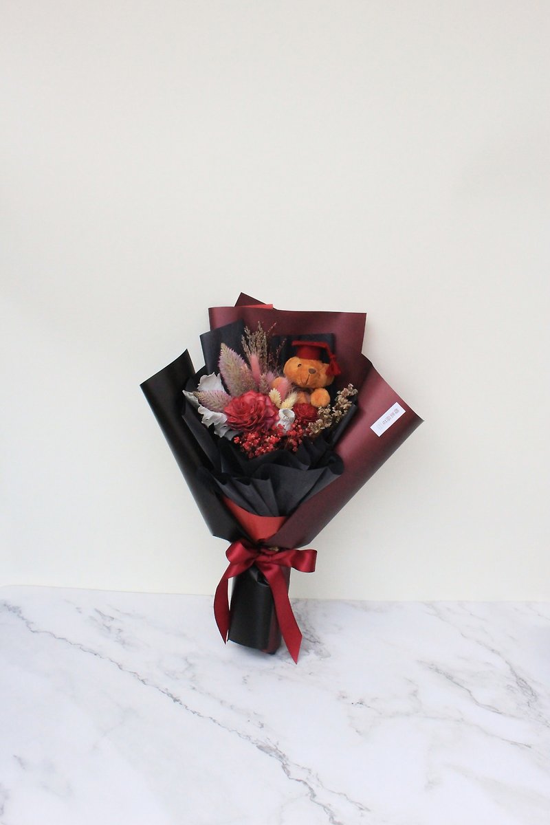 【Enthusiasm】-Graduation Bouquet/ Valentine's Bouquet/ Dry Bouquet/ Graduation Bear/ Red - Dried Flowers & Bouquets - Plants & Flowers Red