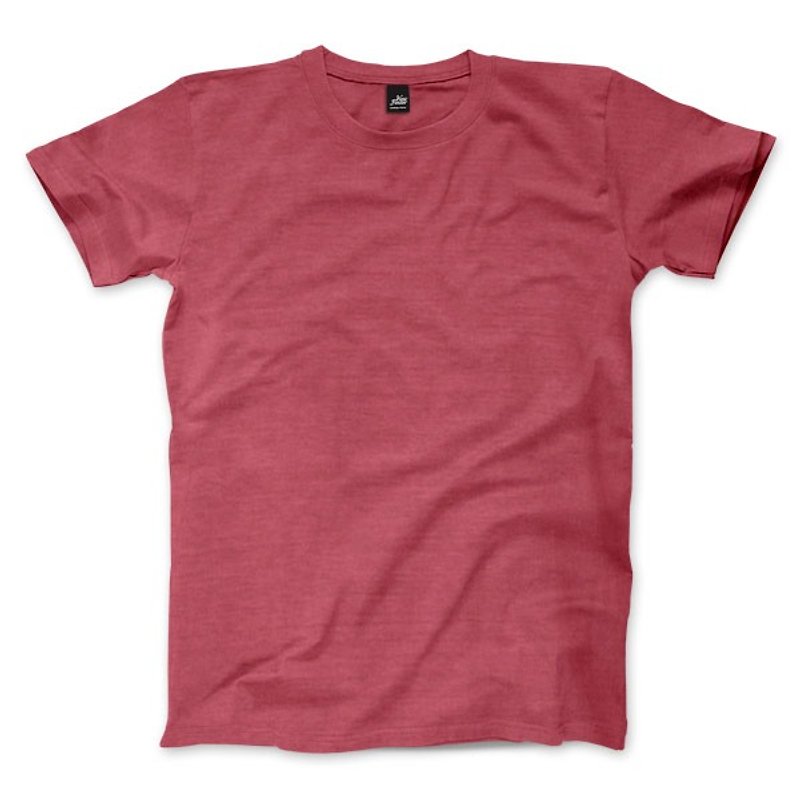 Plain American Country Short Sleeve T-Shirt-Crimson - เสื้อยืดผู้ชาย - ผ้าฝ้าย/ผ้าลินิน สีแดง