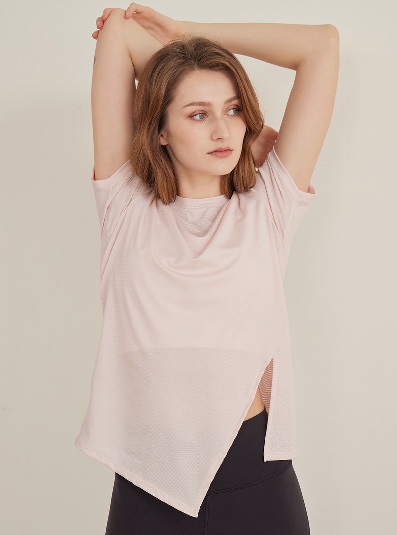 【S2N】MY TODAY slim side slit top_Pastel Pink T280 - Women's Yoga Apparel - Nylon 