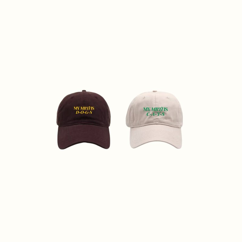 Kirin Supermarketl MBTI cat pie dog pie embroidered baseball cap - Hats & Caps - Cotton & Hemp 