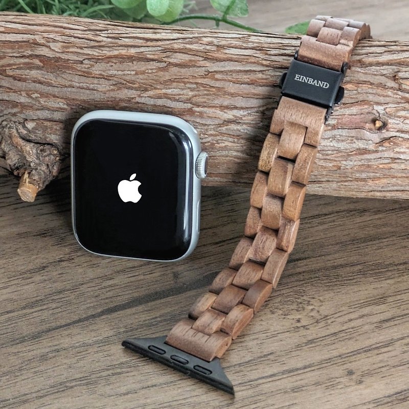 [Wooden Band] EINBAND Apple Watch Natural Wood Band Wooden Strap 14mm [Walnut Wood] - นาฬิกาผู้หญิง - ไม้ สีนำ้ตาล