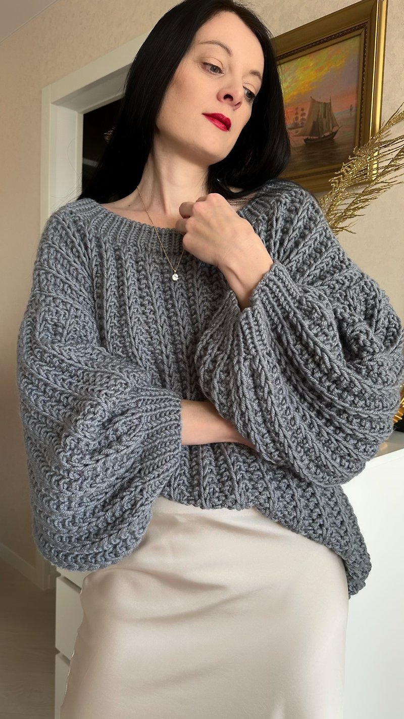 Chunky knit sweater Oversized sweater for women Womens sweater - สเวตเตอร์ผู้หญิง - ขนแกะ 