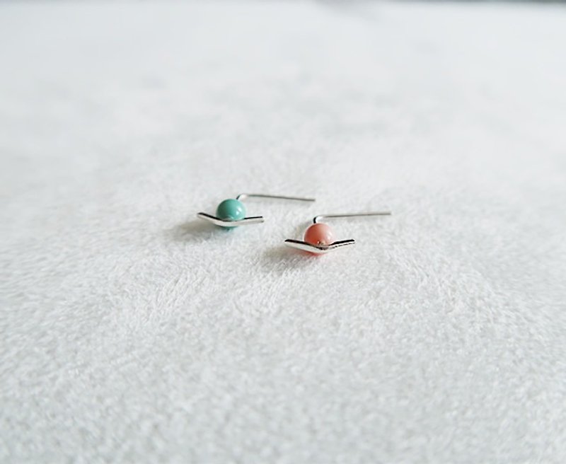 Earrings Planet universe Red and green Sterling Silver - ต่างหู - เงินแท้ หลากหลายสี