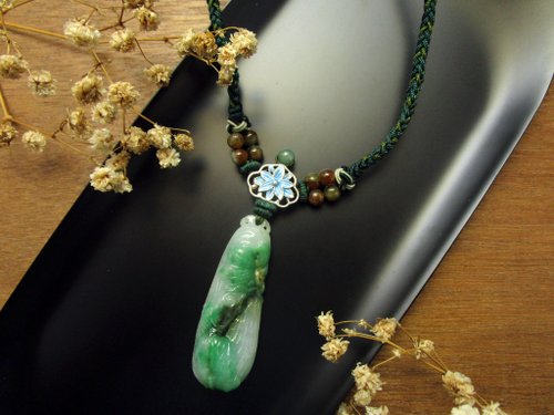 JadeGaze 玉凝飾｜臺灣玉雕工藝品牌🚩新品上架！ 項鍊 古典編織-魚遊青荷 琺瑯銀飾+翡翠/如魚得水