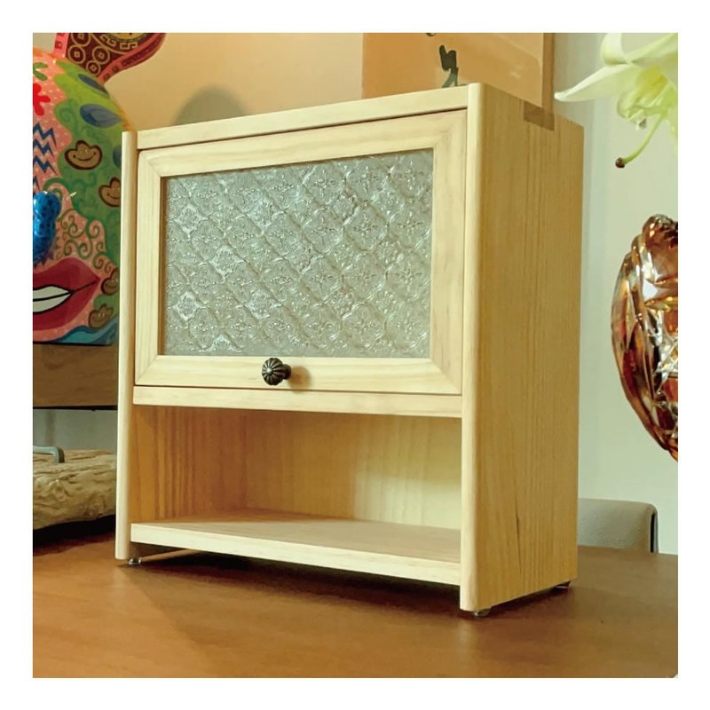 經典海棠花玻璃桌上櫃 小廚櫃 化妝櫃 精油櫃 (原木) - 居家收納/收納盒/儲物盒 - 木頭 