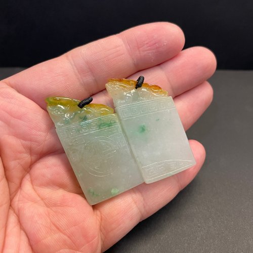 元元圓滾滾 水晶手鍊 瀚玉珠寶 天然翡翠 冰三彩印章 對章 情侶對印 情侶翡翠牌 蜜糖黃