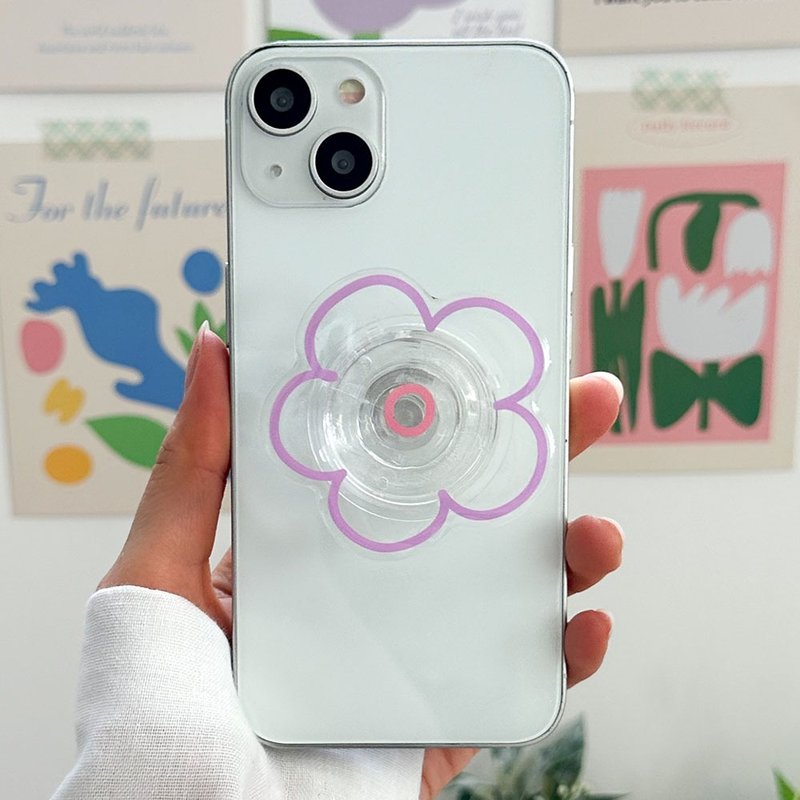 Purple flower grip smartphone acrylic smart tok - 手機配件 - 壓克力 多色