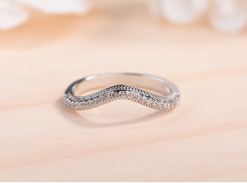 18Kホワイトゴールドのダイヤモンドリング、ダイヤモンドの結婚指輪 - リング - ダイヤモンド ホワイト