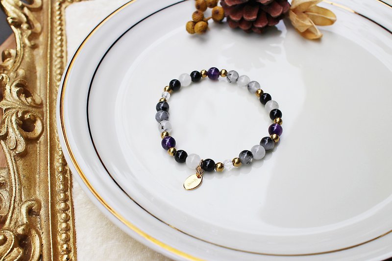 <Slow temperature natural stone series>C1095 black crystal bracelet - Bracelets - Gemstone 