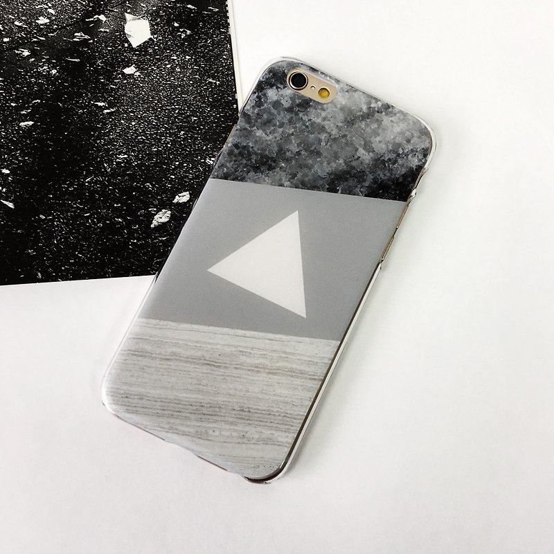 香港原創設計灰色大理石與木紋圖案 iPhone / Samsung 創意手機殻 - 其他 - 塑膠 