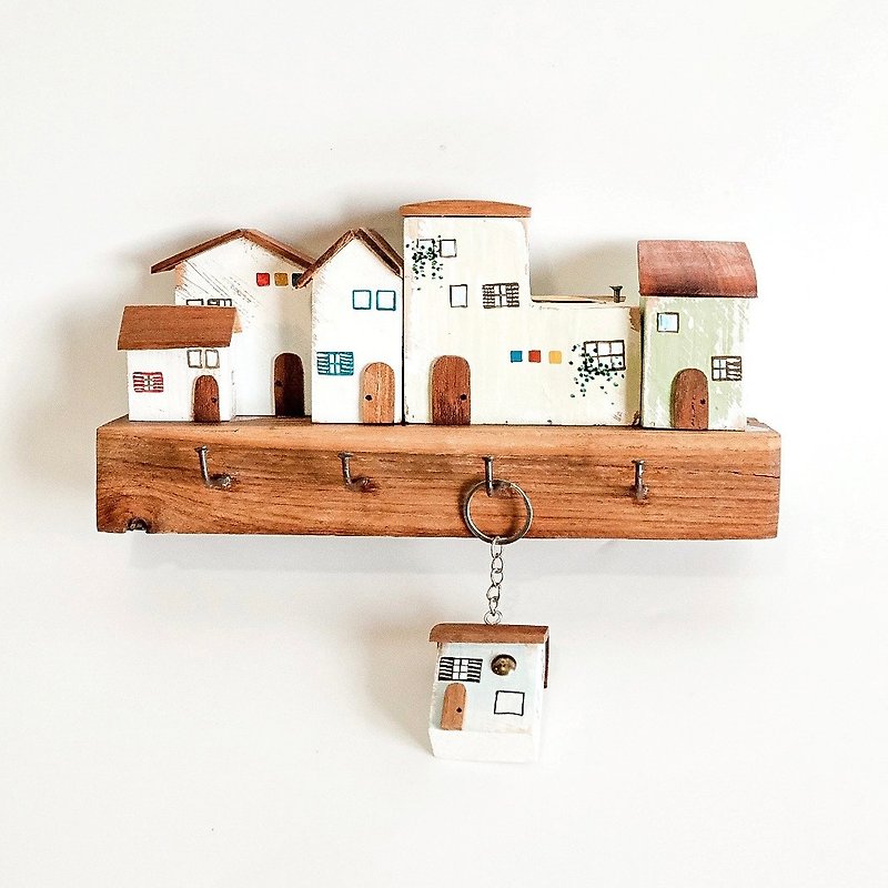 Wooden Houses Key Holder - Hangers & Hooks - Wood Multicolor