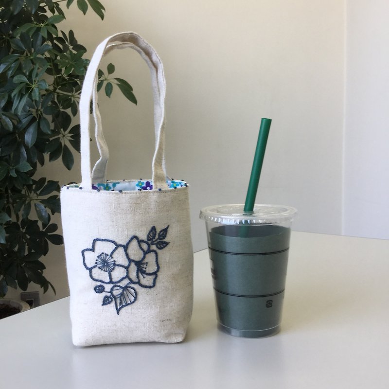 Cafe bag flower lover mini tote - Handbags & Totes - Cotton & Hemp White