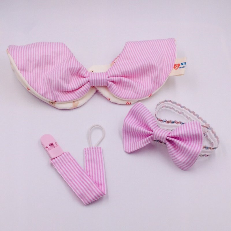 Pink Bow Design Miyue Gift Box Round Pocket Combination - Baby Gift Sets - Cotton & Hemp Pink