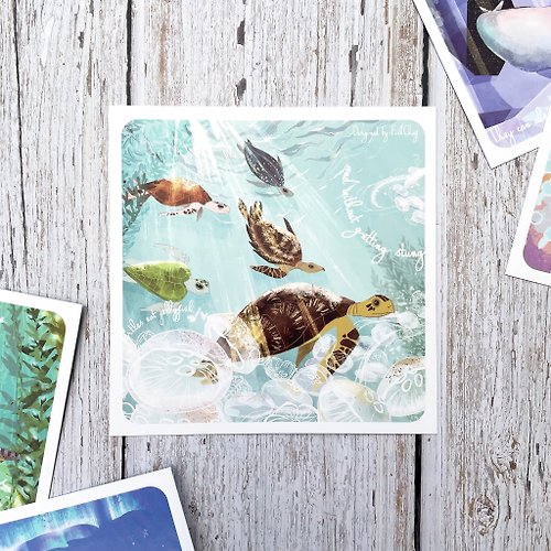 魚七分 Fish Chief 海龜的旅程 方框框明信片