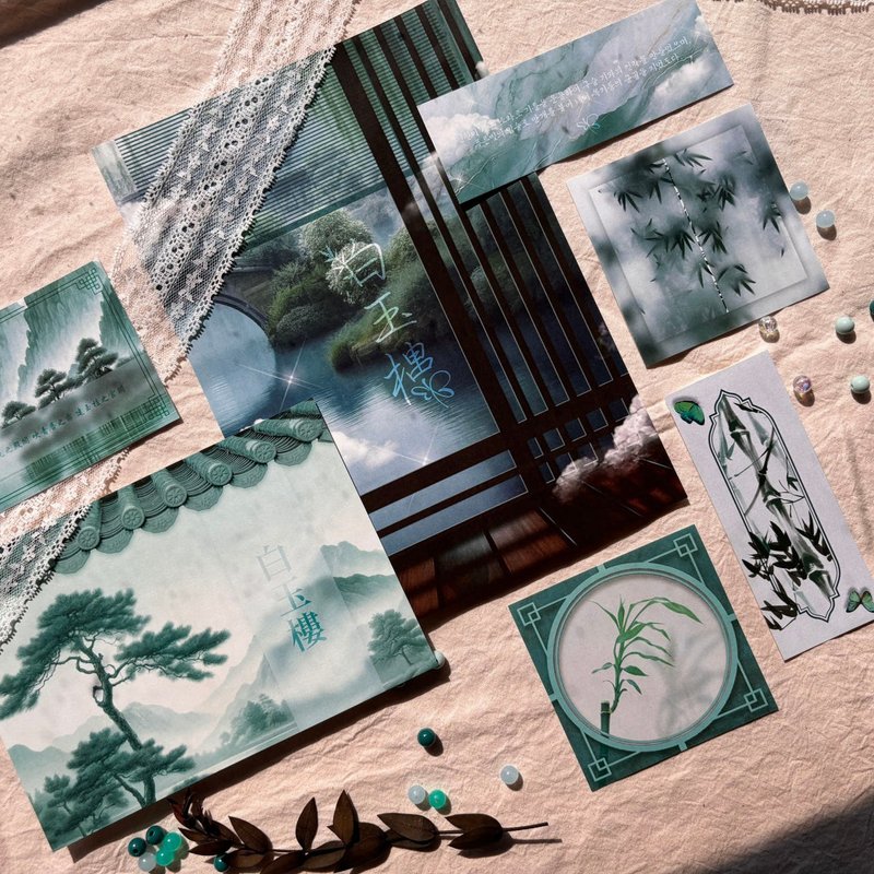 Pavilion of White and Jade Mini poster set - 海報/掛畫/掛布 - 紙 綠色