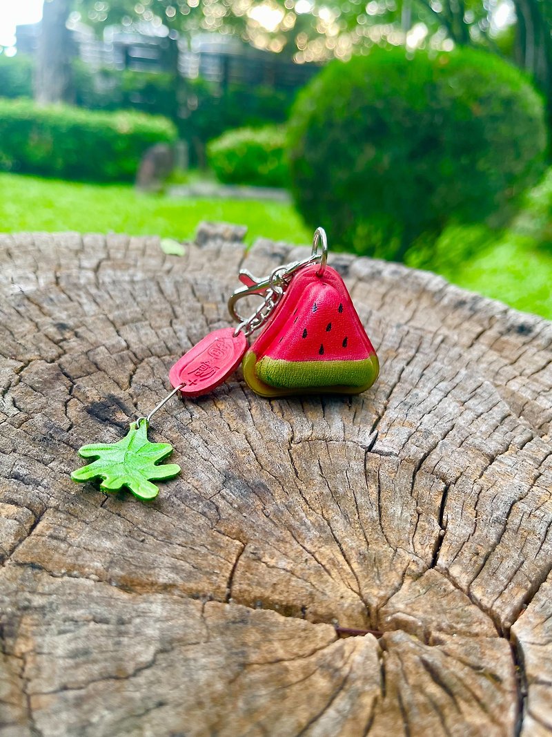 leather watermelon charm - Charms - Genuine Leather Multicolor